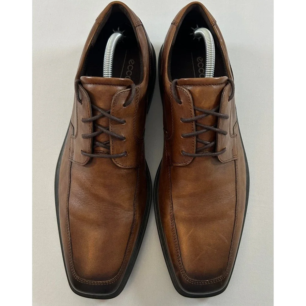 Ecco Oxford Shoes Mens 11 Brown Leather Minneapolis Danish Design Casual Comfort